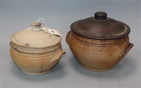Two St. Ives pottery casserole dishes